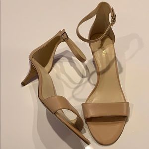 Nine West beige 2” ankle strap heels.  Size 10.